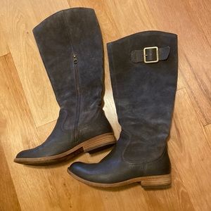 Korkease Grey Suede & Leather Knee High Flat Heel Boot Size 6